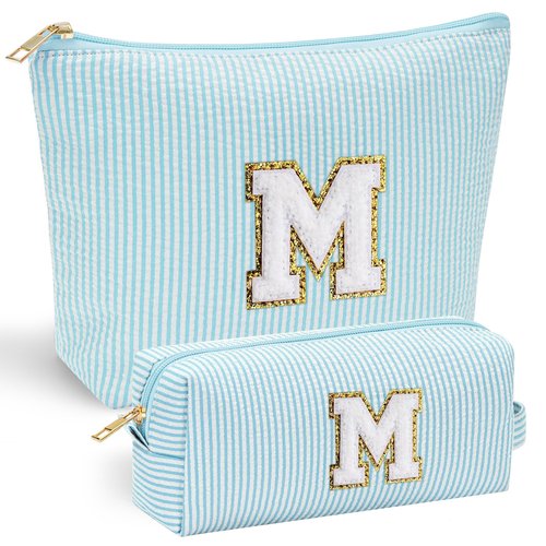 YOOLIFE Initial Makeup Bag for Girls Women - Skin Care for Teens 10-12 | Make Up Bag | Trendy Stuff for Tween Girls & Women | Graduation & Mothers Day Gifts