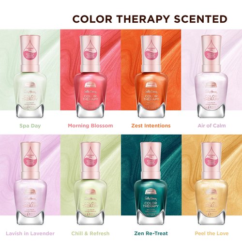 Sally Hansen Color Therapy Scented Nail Polish | Biotin, Argan Oil, Long Lasting, Healthy Nails, Nail Strengthener, Opaque | 462 Peel the Love, Citrus Spritz| Pink Nail Color