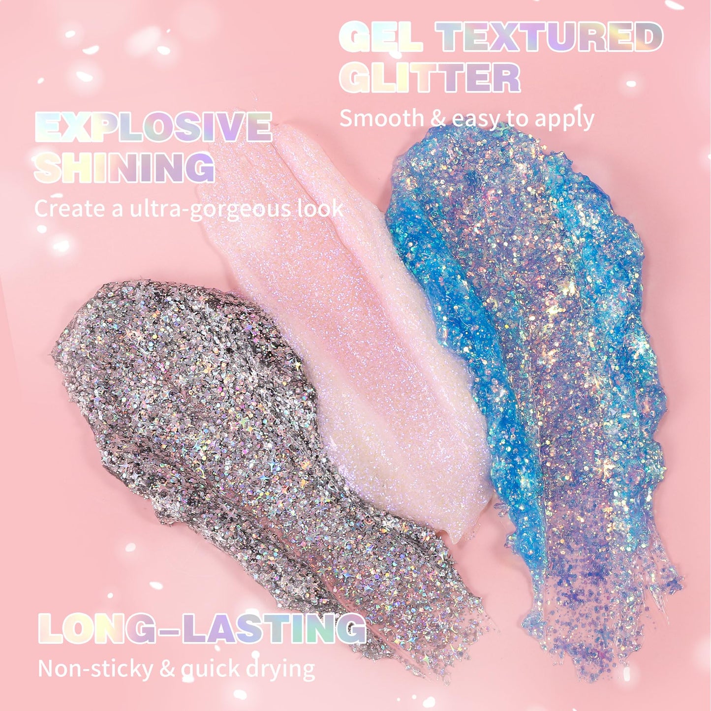 Holographic Body Glitter Gel - Cosmetic-Grade, Color Changing Long-Lasting Glitter for Face, Body, and Hair, Safe and Easy to Use, Perfect for Festivals Parties (Dazzle)