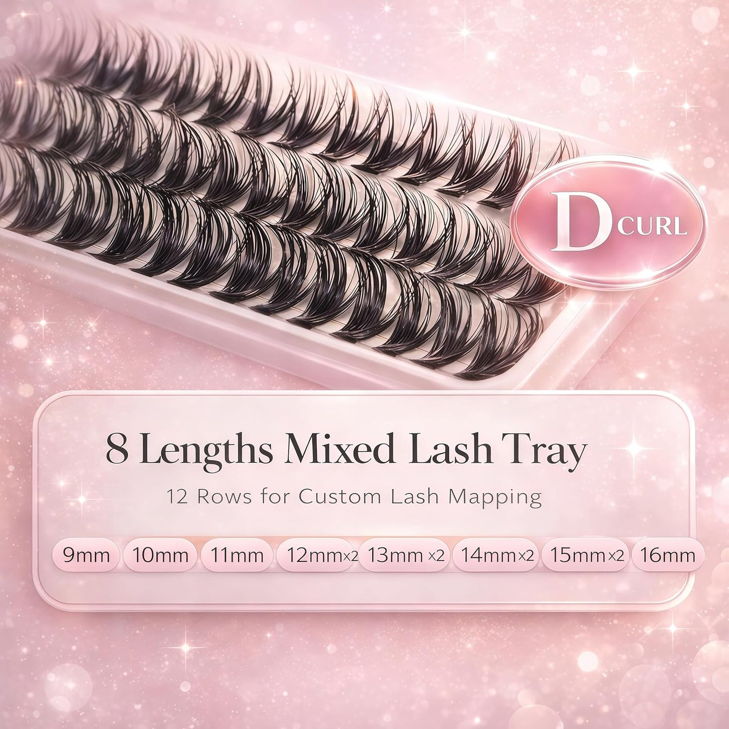 Skiennix Eyelash Clusters Kit - Fluffy Wispy Individual Lash Extensions with Bond Seal & Tweezers | 30D+40D, 9-16mm