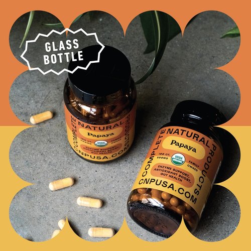Papaya Enzyme Capsules 500mg | Organic Digestive Support with Papain - Vegan, Non-GMO, Made in USA