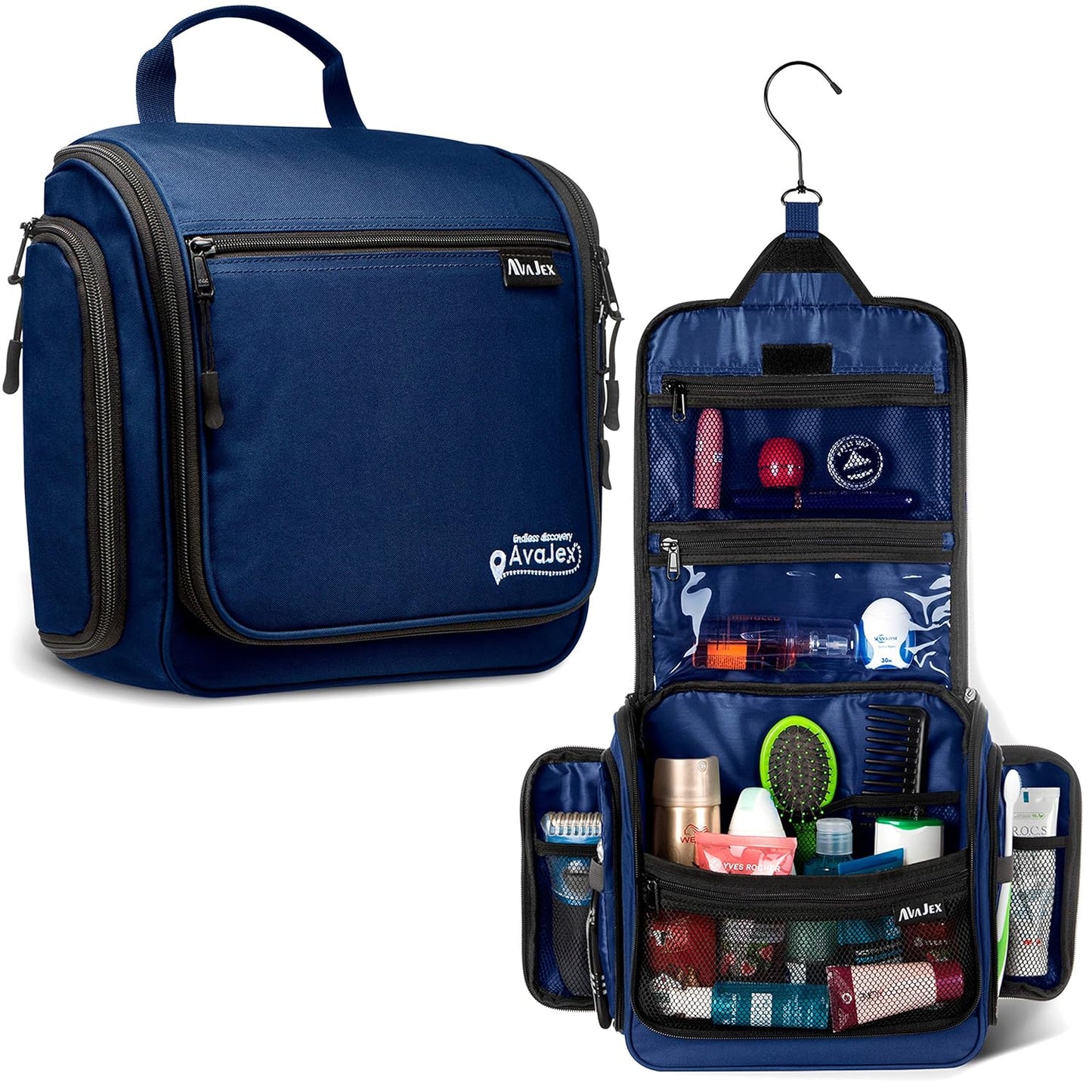 Travel Toiletry Bag - Large Waterproof Organizer with 19 Compartments | 10.6”x10.6”x3.2”