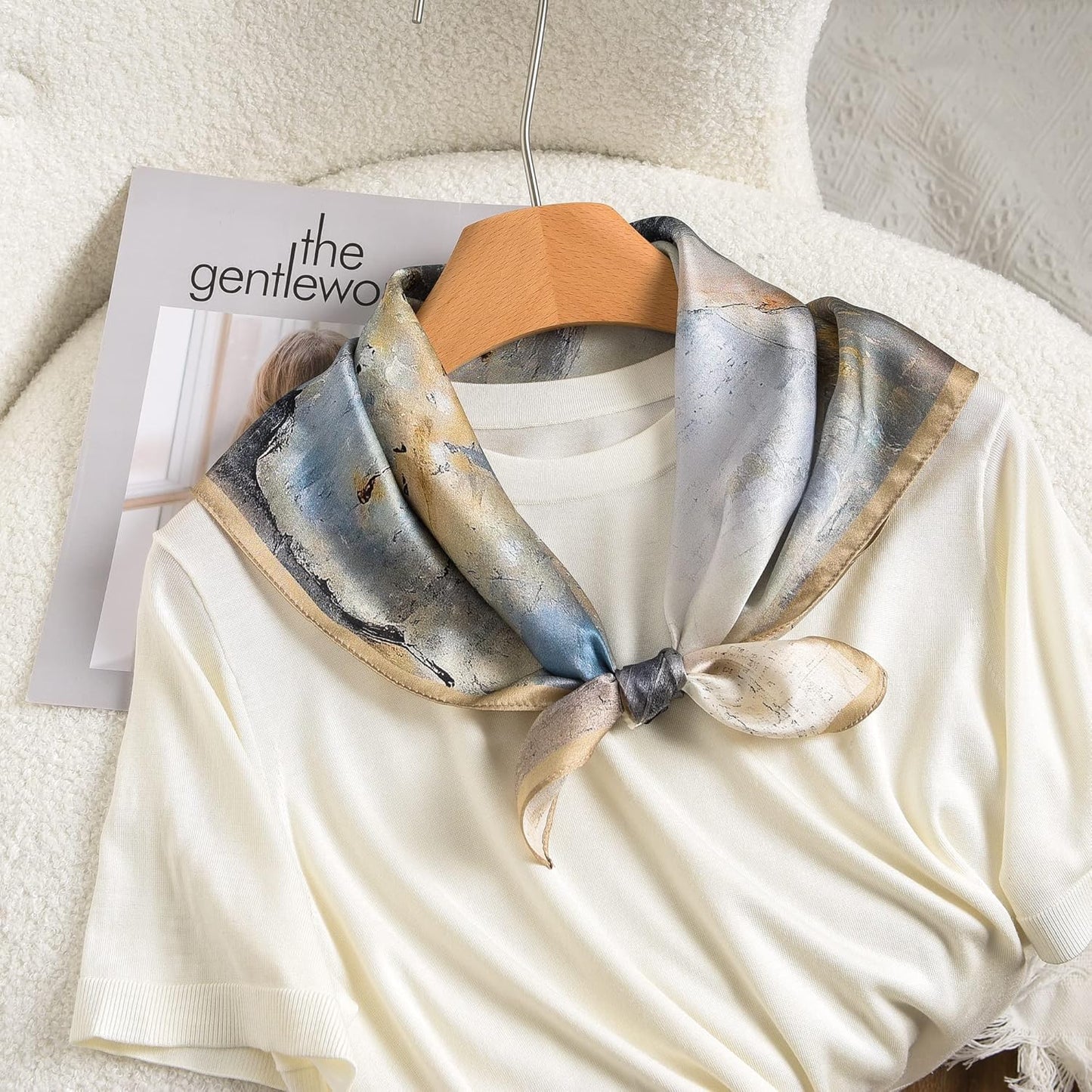 Skiennix 100% Mulberry Silk Scarf - Lightweight 25.6"x25.6" Women's Neckerchief Gift Wrapped