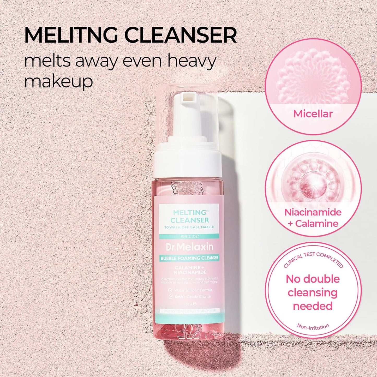 Dr. Melaxin Melting Cleanser - Hypoallergenic Makeup Remover with Quick Bubble, 150ml