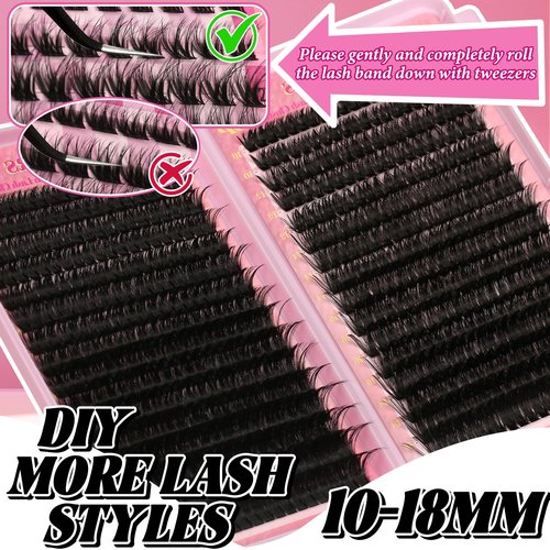 Gmagictobo Lash Extension Kit Lash Clusters Kit 640Pcs Volume Eyelash Clusters C Curl Lashes Clusters DIY Cluster Eyelash Extensions With Lash Bond and Seal Lash Tweezers