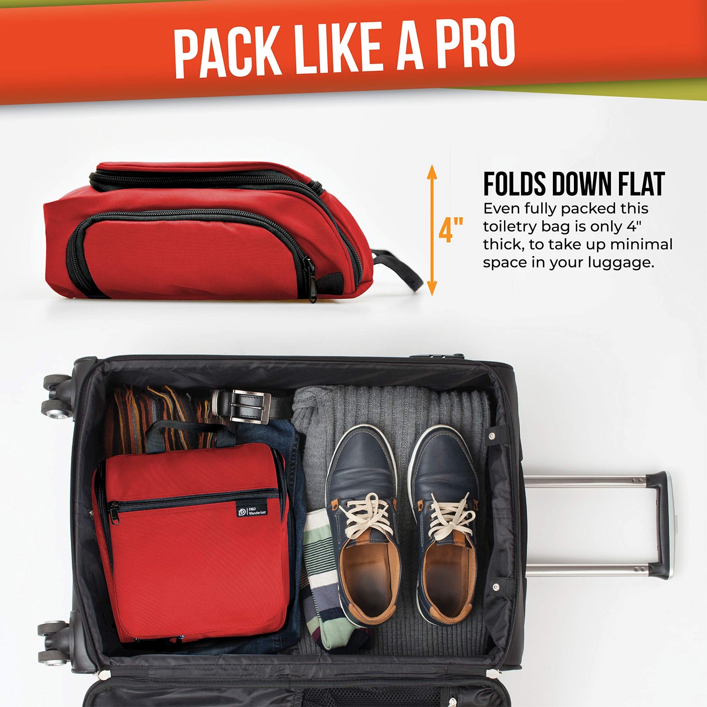 D&D Hanging Travel Toiletry Bag for Men and Women – Cosmetics, Makeup and Toiletries Organizer Kit with 10 Compartments, YKK Zippers, XXL Metal Swivel Hook, Water-Resistant Nylon