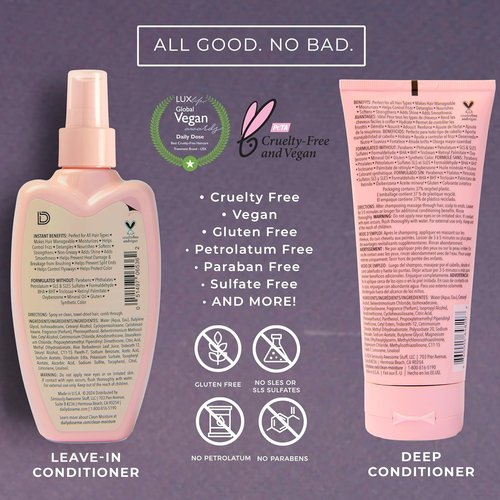 DAILY DOSE Moisture Duo - Leave-In Conditioner & Deep Conditioning Hair Mask | Hydrates & Restores Dry, Color-Treated Hair