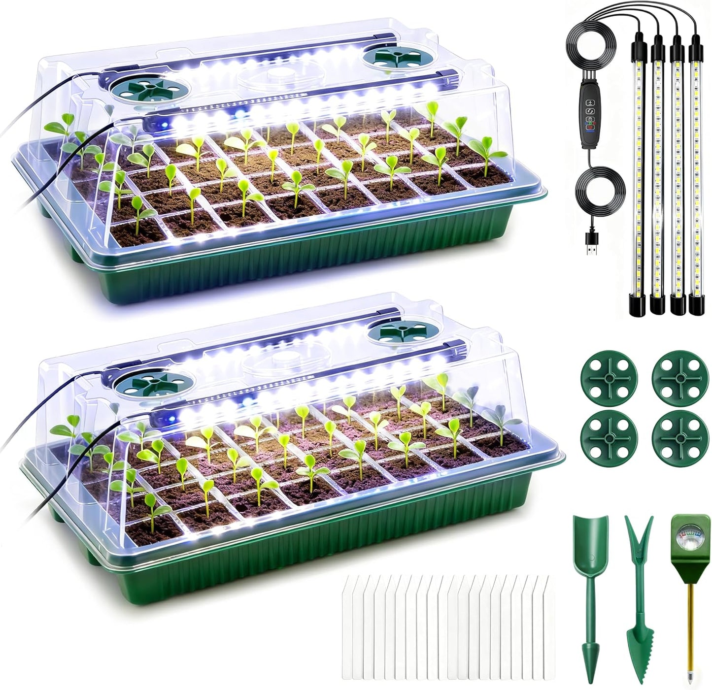 Seed Starter Tray with Grow Light by [Brand Name] - 80 Cells Indoor Seeding Kit with Adjustable Humidity Dome & 10 Brightness Levels