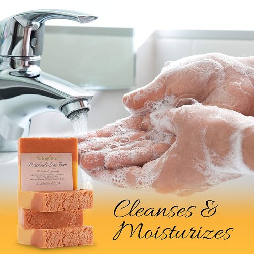 Patchouli Soap Bar | Handmade in USA - 4 Large 4.5 oz Bars with 100% Natural, Non-GMO Ingredients