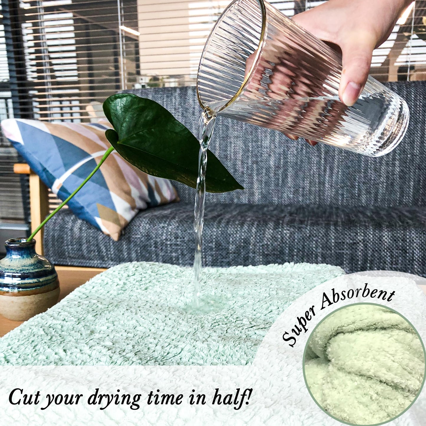 Chloven Large Microfiber Hair Towel Wrap for Women - Ultra Absorbent & Anti-Frizz Hair Drying Towel - Quick-Dry Hair Turbans Wrap Towels for Women Curly Hair - Multipurpose Bath Towel Alternative