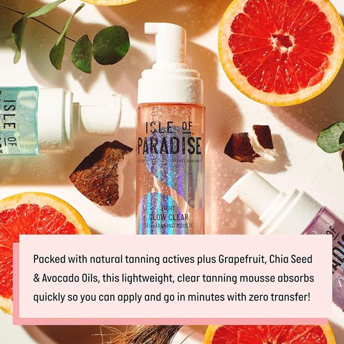 Isle of Paradise Glow Clear Self Tanning Mousse - Vegan Color Correcting Foam, 6.76 Fl Oz