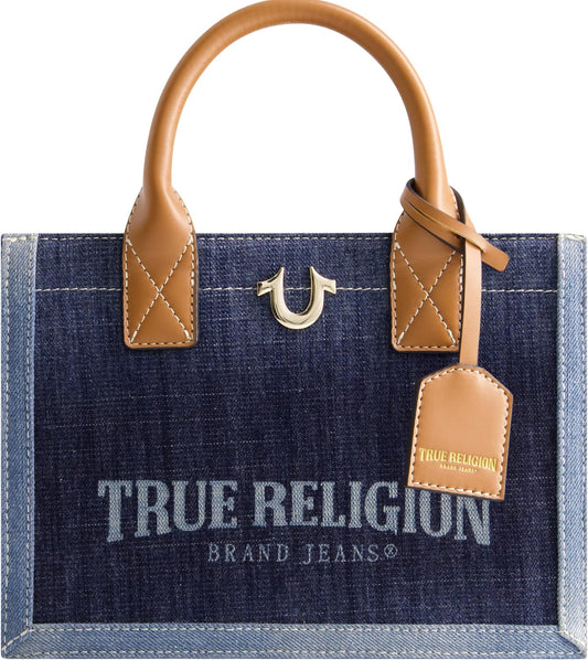 True Religion Tote Bag - Medium Travel Purse Handbag with Adjustable Shoulder Strap & Horseshoe Logo