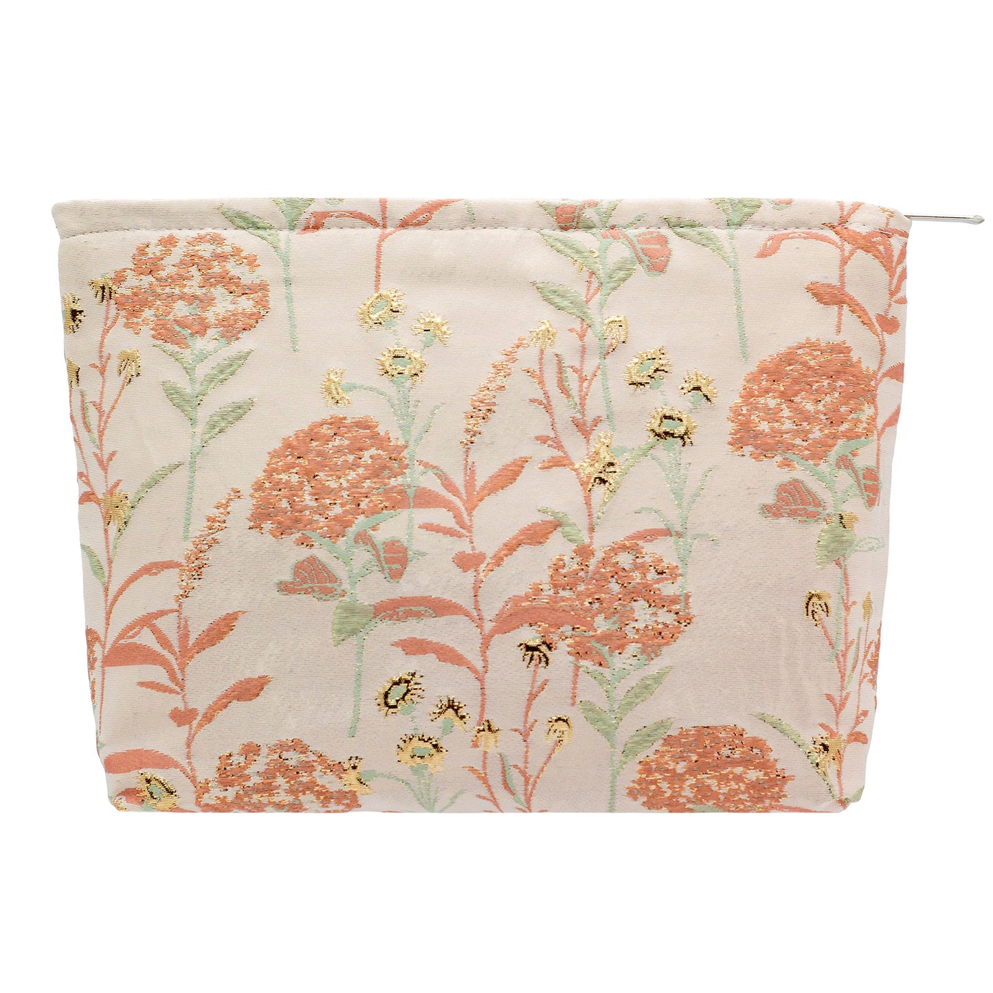 PAZIMIIK Makeup Bags for Purse Zipper Cosmetic Pouch Large Travel Canvas Make Up Organizer Tool Pouch for Women and Girls,Brocade Flower Pink