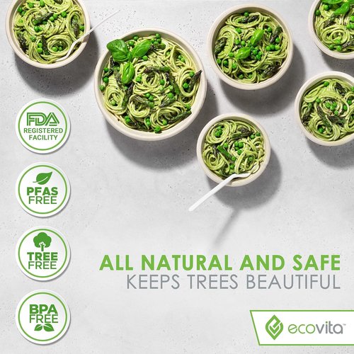 Ecovita 100% Compostable Paper Plates - 9-Inch Eco-Friendly, Sturdy & Heat Resistant | 150 Count
