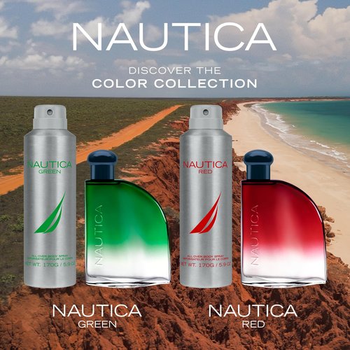 Nautica Color Green Eau de Toilette for Men, Woody Fougere Fragrance, Notes of Ginger, Geranium and Vetiver, 1.6oz