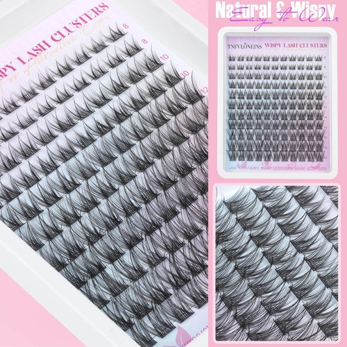 Natural Lash Clusters Kit Natural Eyelash Clusters C Curl Lash Extension Kit 8-16mm Eyelash Extension Kit DIY Individual Lashes Cluster Eyelash Extensions with Lash Remover by TNFVLONEINS