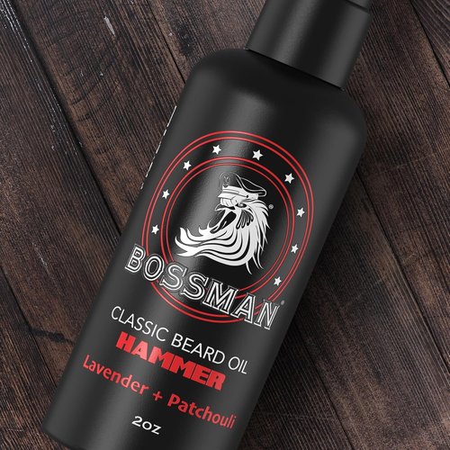 Bossman Organic Mustache & Beard Oil - Natural Moisturizer with Jojoba, Argan & Avocado Oils | 2 oz - Hammer Scent