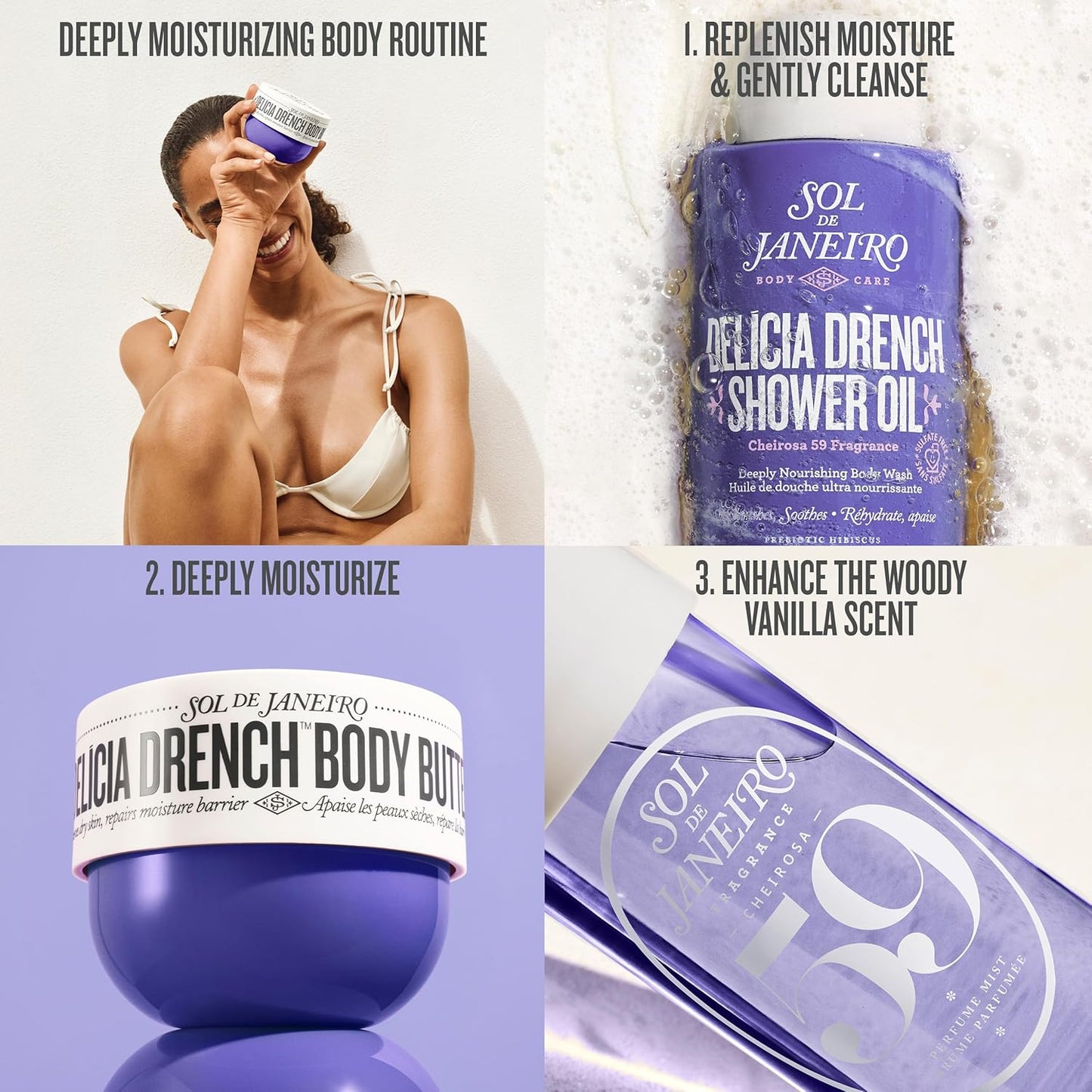Sol de Janeiro Body Butter - Ultra-Hydrating Delicia Drench Formula for Silky Skin