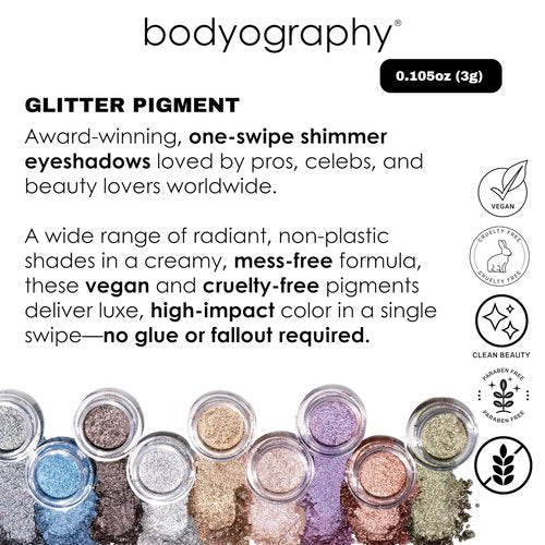 Bodyography Glitter Pigment Eye Shadow - Long-Lasting Shimmer | Vegan & Paraben-Free | Stratus (Champagne/Pink) 1.5g