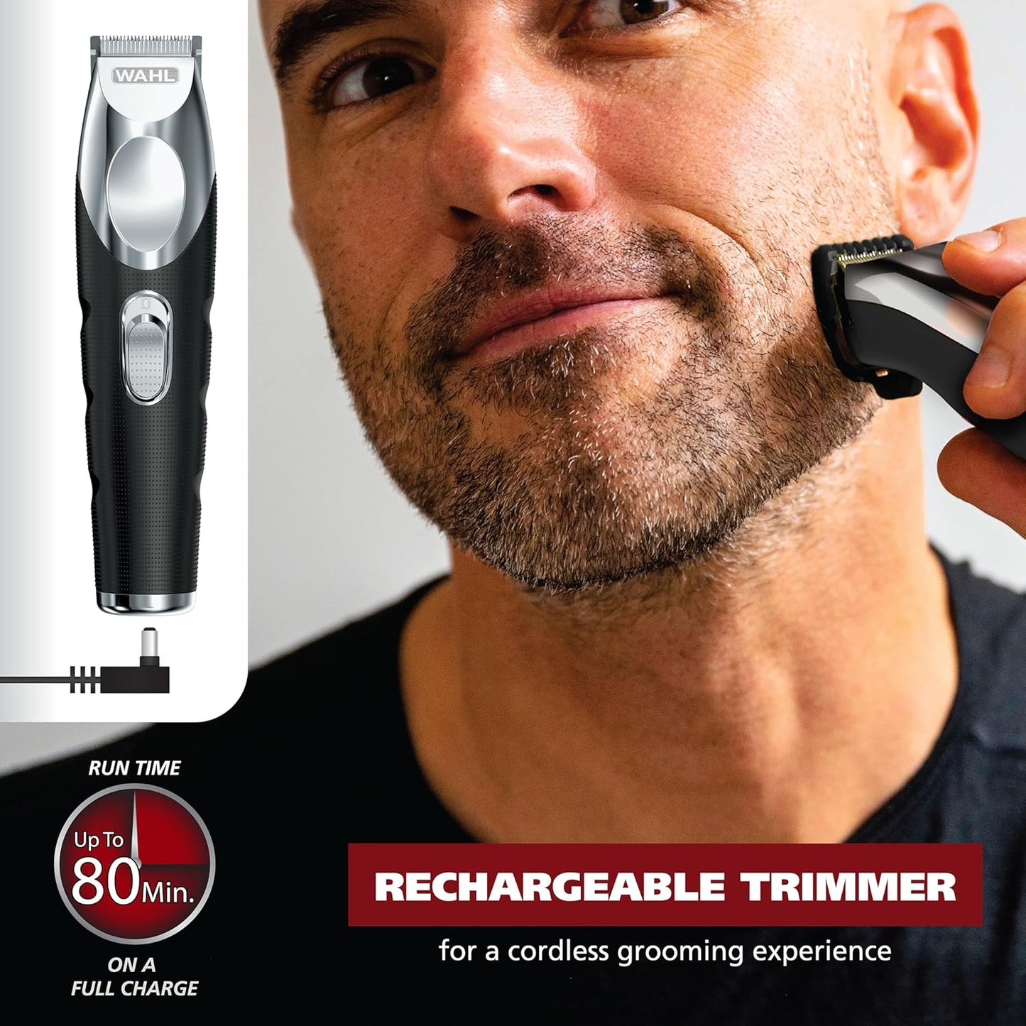 Wahl Groomsman Pro Beard Trimmer - All-in-One Rechargeable Cordless with 3 Attachments for Men | Model 5617