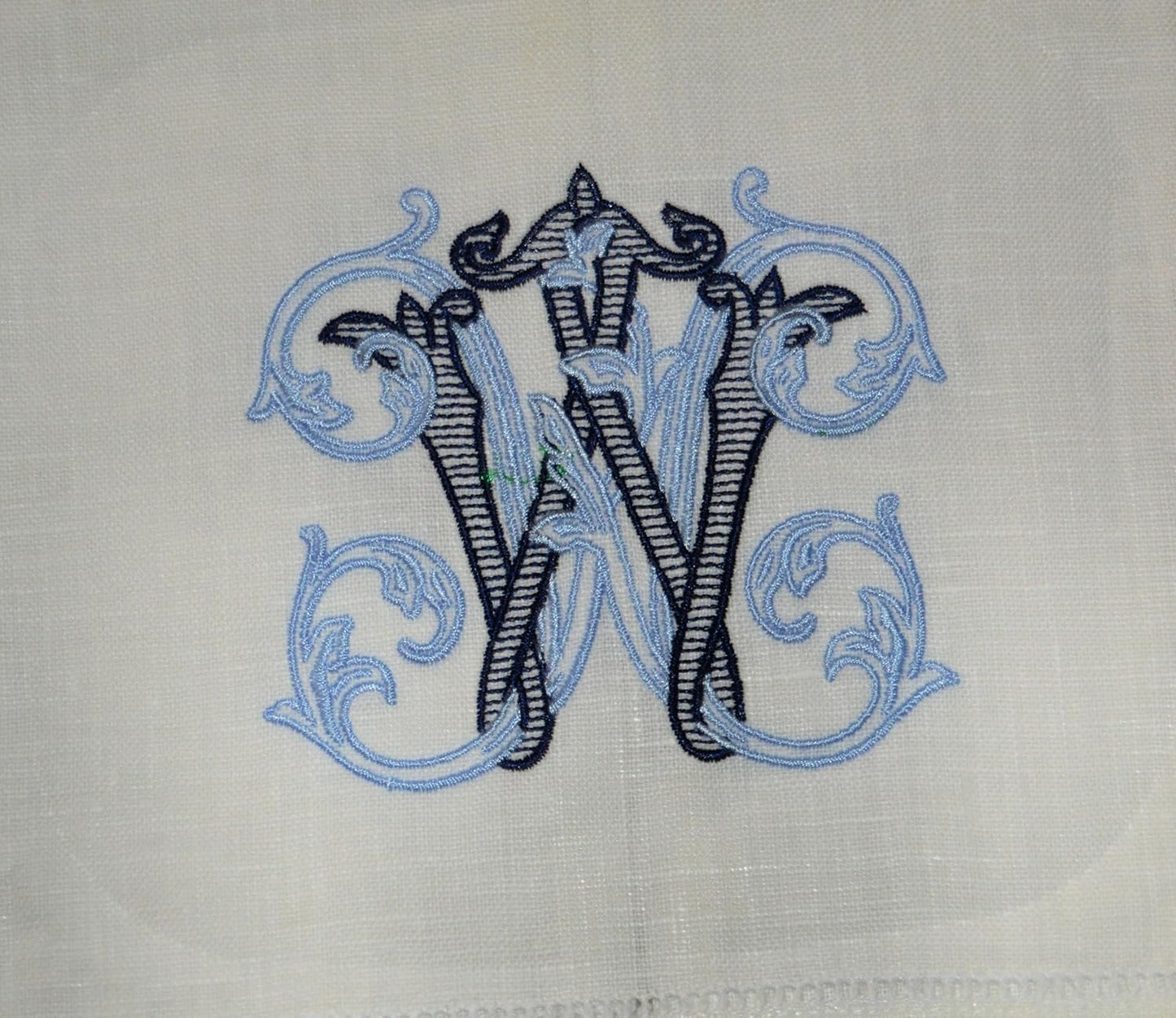 Skiennix Personalized Linen Hand Towel - Monogrammed Vintage Vine Initial | Hemstitched Design
