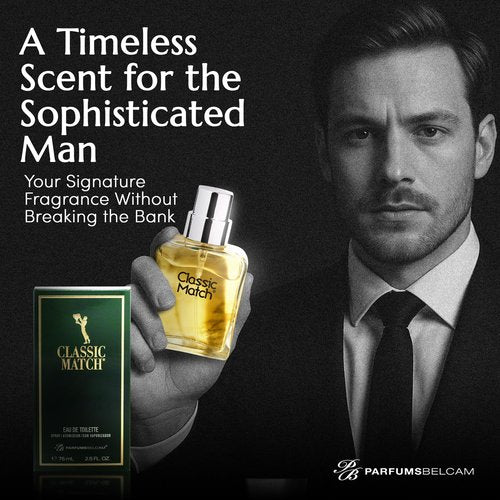 PB ParfumsBelcam Classic Match Green Eau De Toilette Spray for Men – Fresh Chypre Cologne, Bergamot, Basil, Musk, Long-Lasting Masculine Fragrance, Signature Scent – 2.5 Fl Oz
