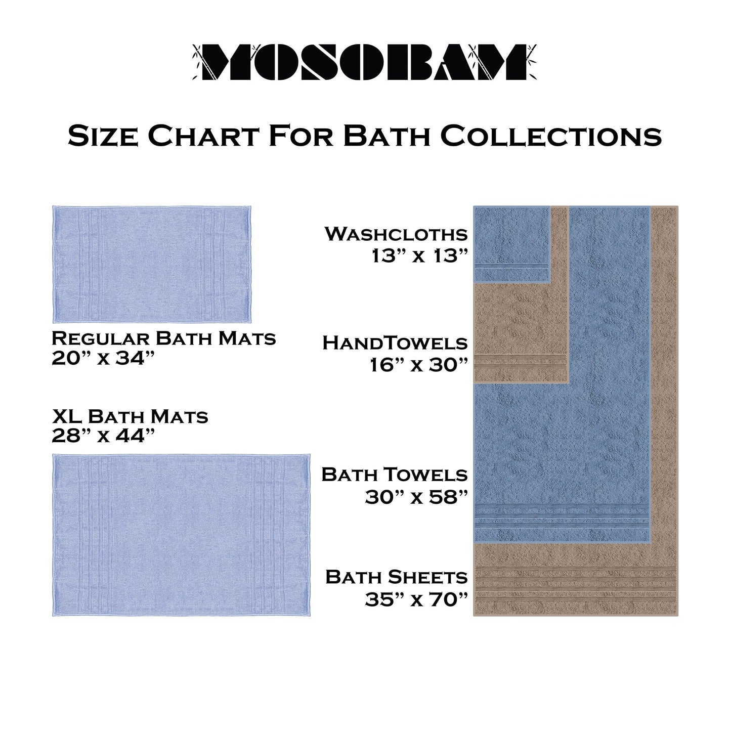 Mosobam Luxury Turkish Set of 2 Hand Towels 16X30 Allure Blue 700 GSM Bamboo Viscose & Aegean Turkish Combed Cotton
