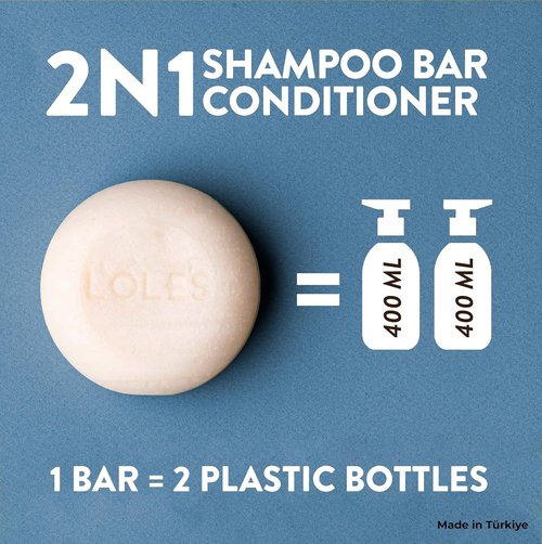 LOLE'S 2-in-1 Shampoo Bar & Conditioner - Coconut Oil for Volume & Strength | 99% Natural, 3.5 Oz