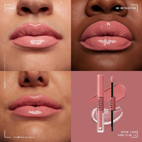 NYX Professional Makeup Shine Loud Liquid Lipstick - Long-Lasting Clear Gloss in Cash Flow (Light Dusty Rose)