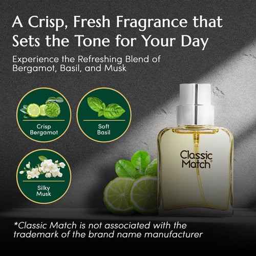 PB ParfumsBelcam Classic Match Green Eau De Toilette Spray for Men – Fresh Chypre Cologne, Bergamot, Basil, Musk, Long-Lasting Masculine Fragrance, Signature Scent – 2.5 Fl Oz