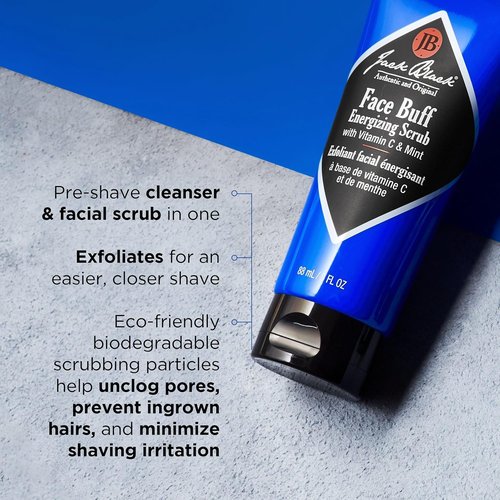Jack Black Face Buff Energizing Scrub - Exfoliating Men's Face Wash & Pre-Shave Cleanser | 6 oz