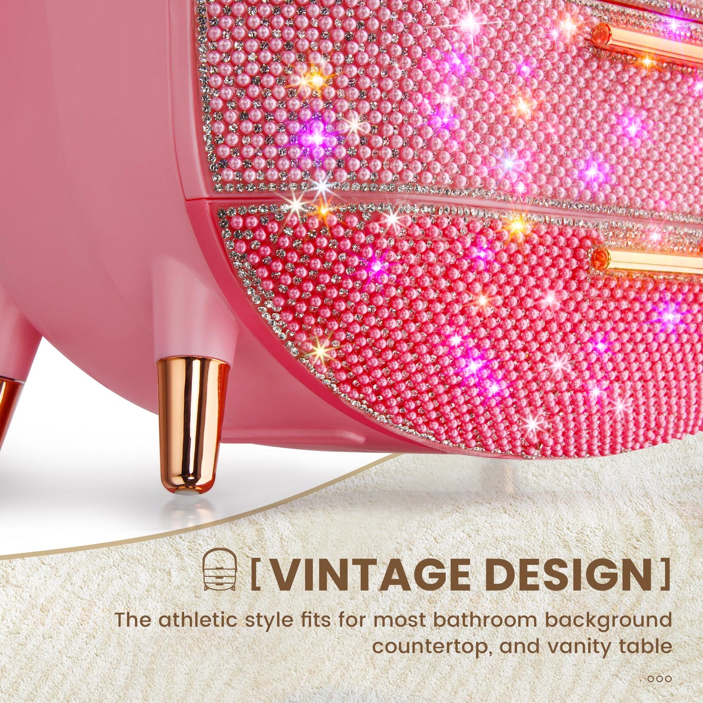 Ptesly Teen Girls Gift Makeup Organizer,Skincare Organizer Jewelry Storage,Cosmetics Storage and Display Case,Make Up Holders and Organizers for Countertop,Bathroom Organizer (PearlPink)