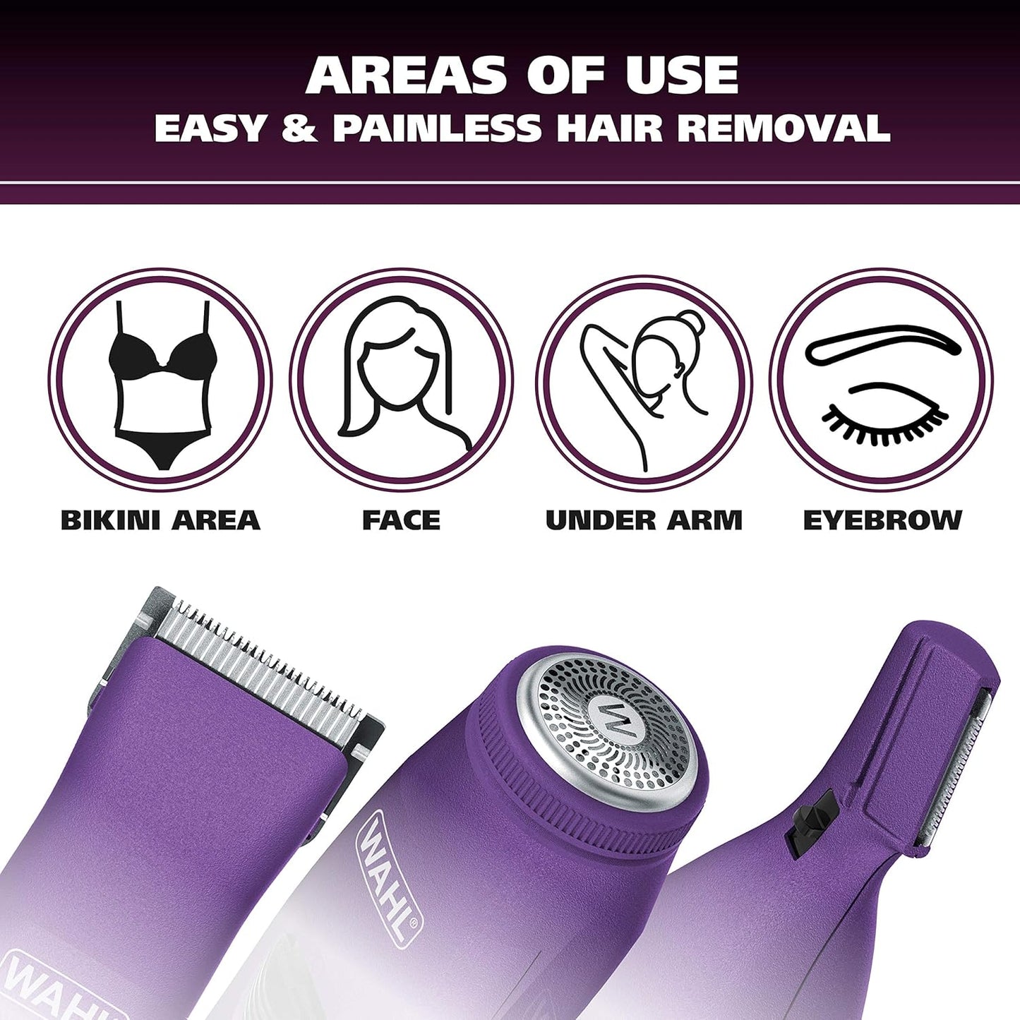 Wahl Pure Confidence Rechargeable Electric Trimmer - Smooth Shaving & Trimming for Face, Underarms, Eyebrows & Bikini Areas | Model 9865-100