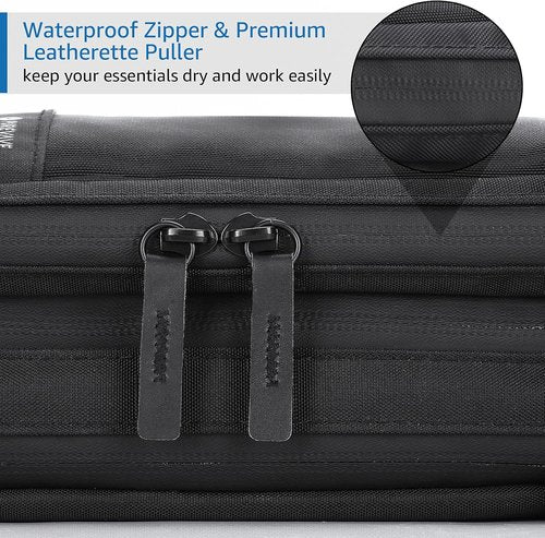 Purevave Compact Men's Toiletry Travel Bag - Waterproof Hanging Dopp Kit in Black