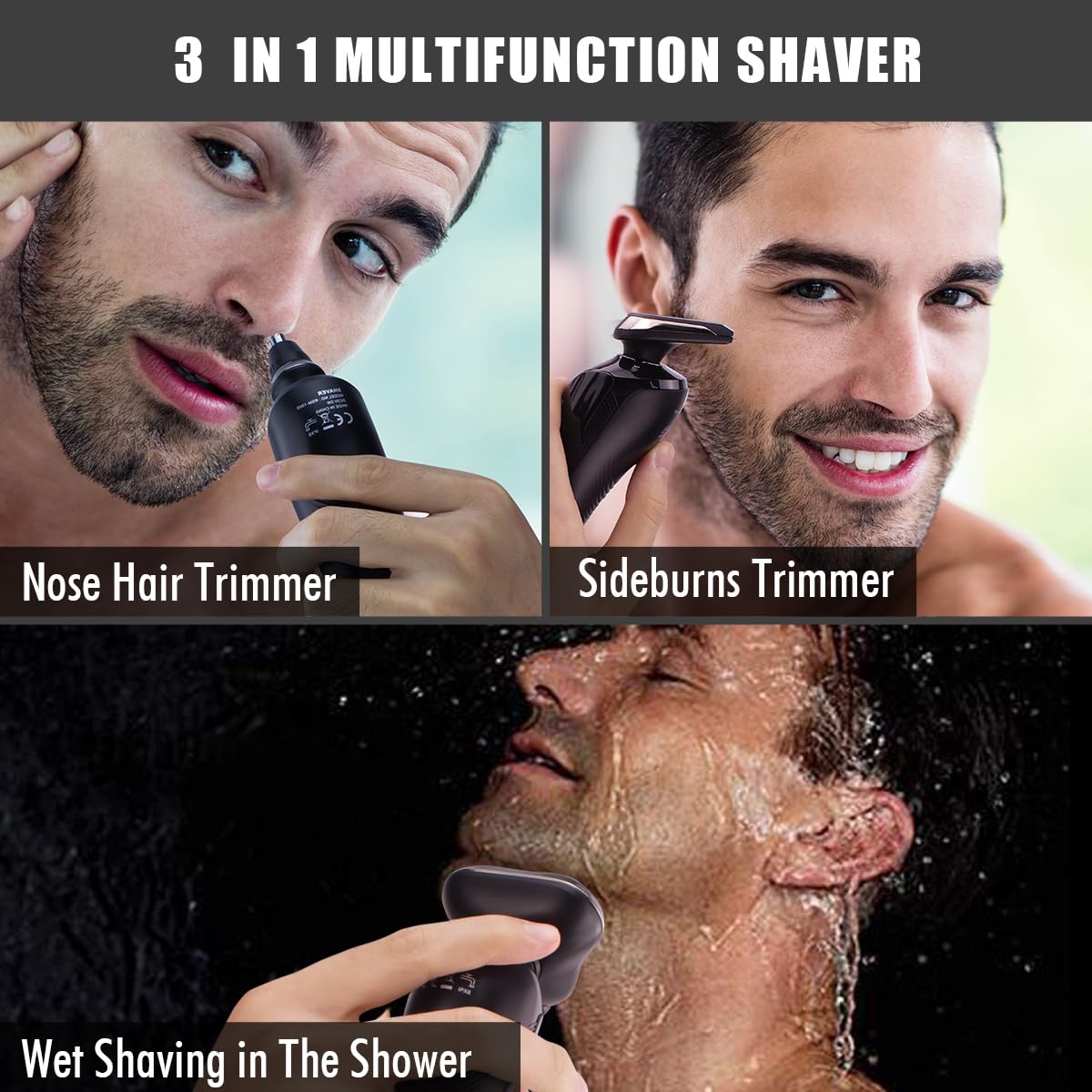 Skiennix Electric Razor for Men - Waterproof Rechargeable Shaver with Nose & Sideburn Trimmer