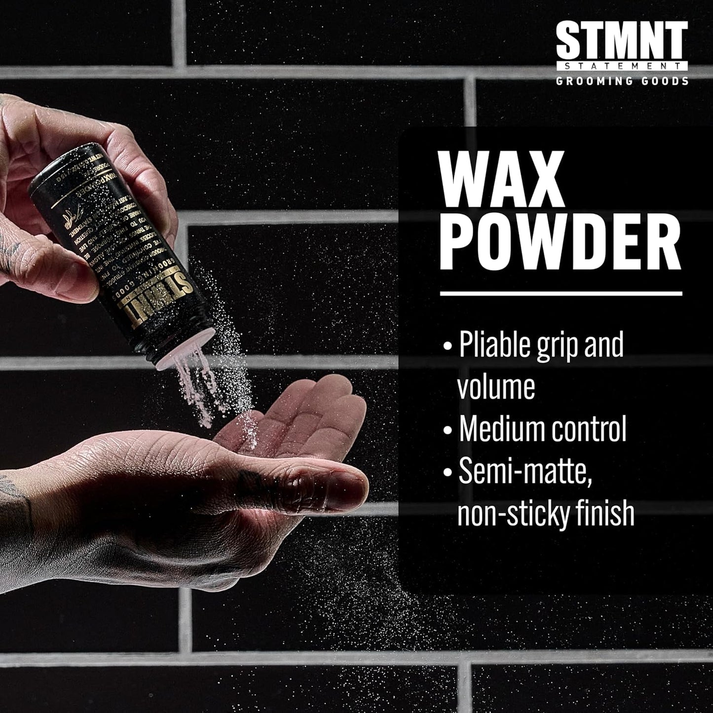 STMNT Grooming Goods Wax Powder - 0.53 Oz | Semi-Matte Finish for Volume & Grip | Easy to Wash Out