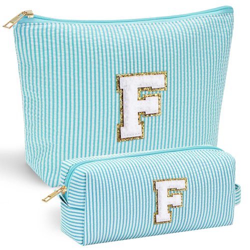 YOOLIFE Birthday Gifts for Women Girls - Large Initial Cute Makeup Bag Make Up Bag Cosmetic Bag Travel Toiletry Bag for Women Birthday Gifts for Women Girlfriend Makeup Storage Bag F