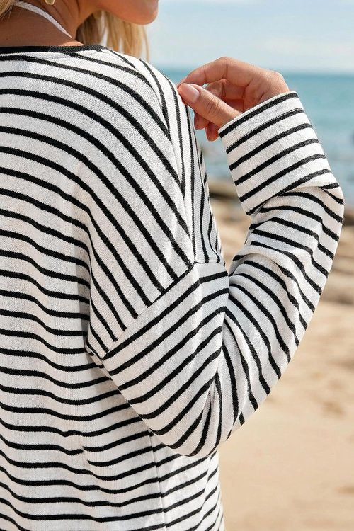 Arach&Cloz Women's Oversized Linen Blend Beach Cover-Up - Casual Off-Shoulder Top for Summer