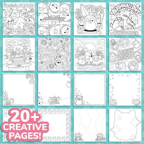Original Squishmallows Sketchbook, Over 20 Stationery Supplies, Features Squishmallows Scrapbook Stickers, Cam The Cat Fidget Toy, Drawing Paper, Great Kids Craft, Coloring Books for Kids Ages 4-8