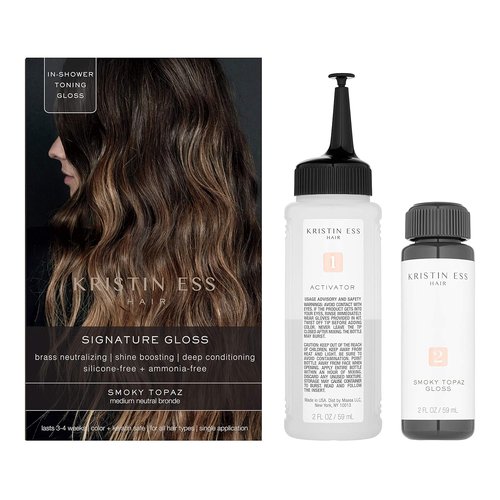 Kristin Ess Hair Gloss - Smokey Topaz Medium Neutral Blonde | 4-Week Semi-Permanent Color Depositing Conditioner - Vegan & Ammonia Free for Vibrant Shine