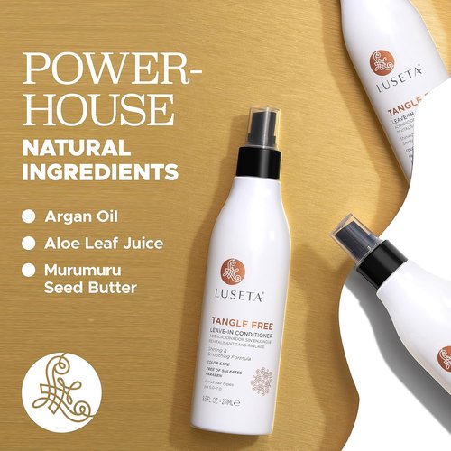Luseta Tangle-Free Leave-In Conditioner - Sulfate-Free, Keratin & Argan Oil, 8.5oz for Curly Hair
