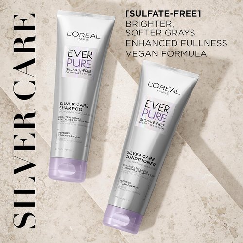 L'Oreal Paris EverPure Silver Care Conditioner - Brightening & Nourishing for Gray Hair | Vegan Peptide Formula, 8.5 Fl Oz