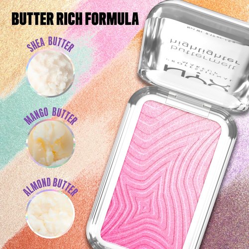 NYX PROFESSIONAL MAKEUP Buttermelt Highlighter - Long-Lasting Powder Highlighter for High Impact Glow | 15 U Butta Werk (Frosty Pink)