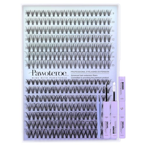 Pawotence Lash Extension Kit - 280pcs Individual Lash Clusters for DIY Beauty | 20D & 30D, 9-15mm