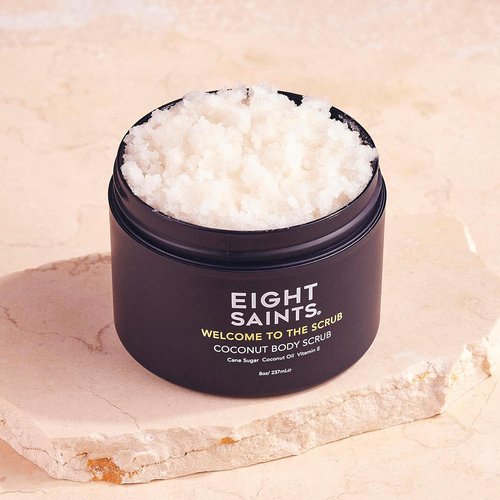 Eight Saints Coconut Body Scrub - Natural Exfoliating Sugar Scrub for Acne & Cellulite | 8 Ounces