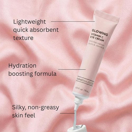 Global Beauty Care Vitamin C Eye Cream - Radiant Under Eye Treatment with Niacinamide & AHA, 0.5 fl oz