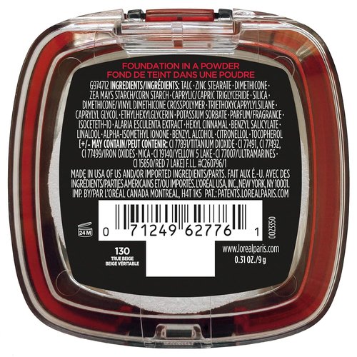 L'Oreal Paris Infallible Fresh Wear Powder Foundation - Waterproof, 24H Wear, True Beige, 0.31 oz.
