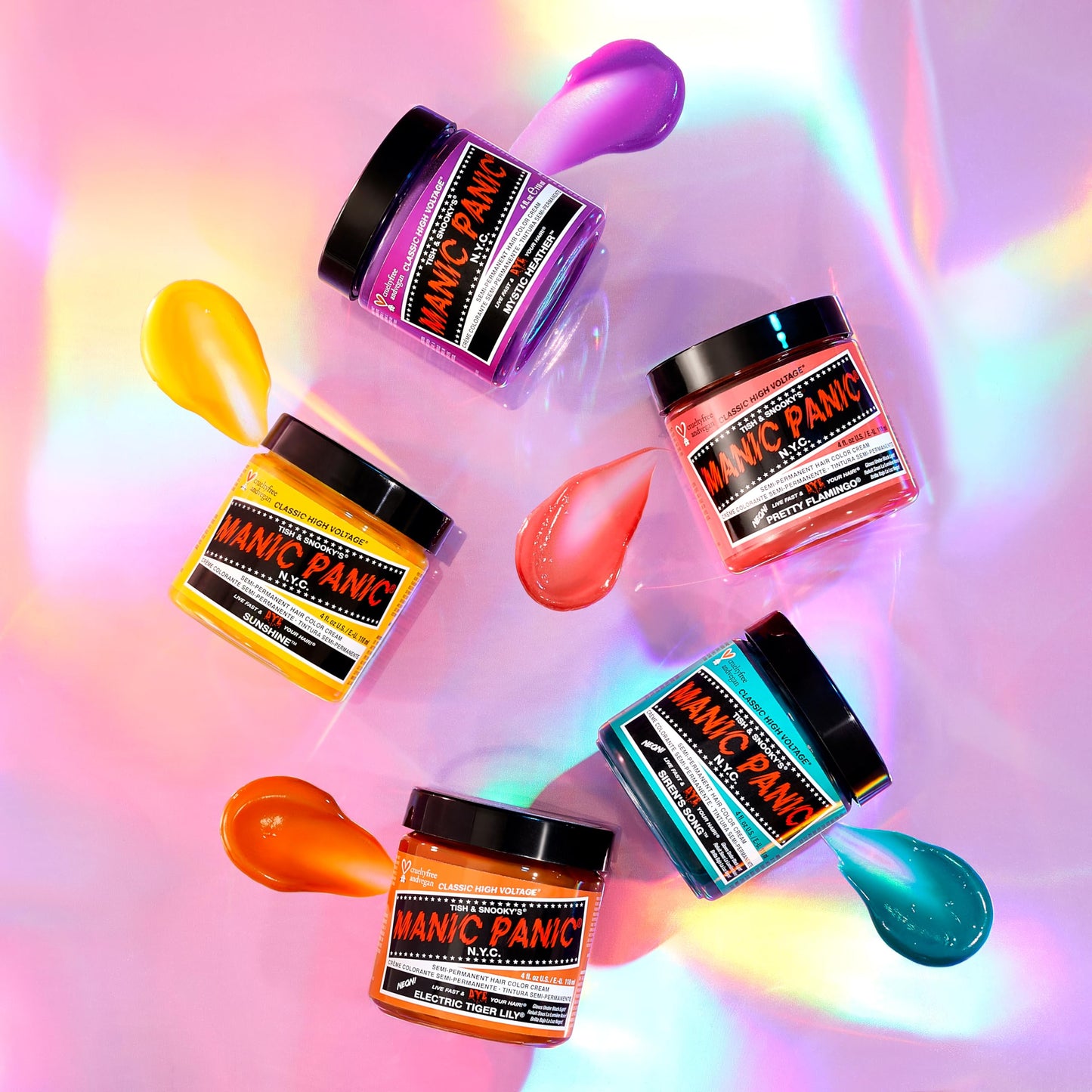 MANIC PANIC Pretty Flamingo Hair Dye - Classic High Voltage - Semi Permanent Hair Color - Warm Pink w/Orange Tint - Glows in Blacklight – Vegan, PPD & Ammonia Free - For Hair Coloring on Men & Women