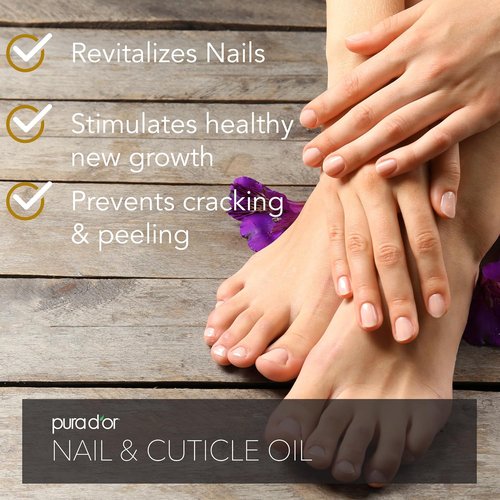PURA D'OR Nail and Cuticle Oil - Nourishing Biotin & Vitamin E Treatment - 4 Oz Dropper for Healthy Growth