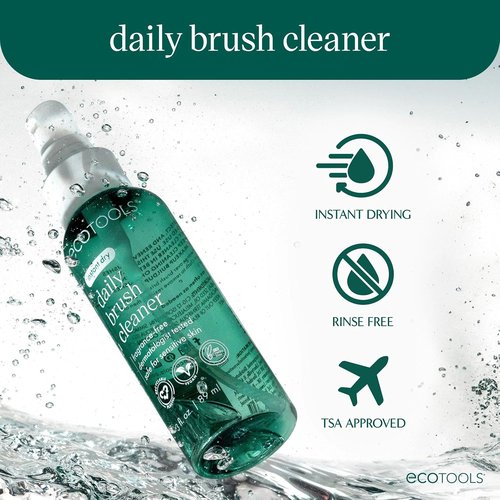 EcoTools Makeup Brush Cleanser Spray - Quick Drying, Fragrance-Free, Travel Size | 3 fl oz./89 ml, Vegan & Cruelty-Free
